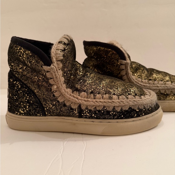 Free People MOU Eskimo sneaker boots limited edition black with gold sparkles - Picture 2 of 13